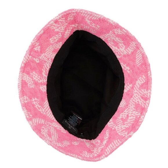 CHANEL CC Logo Tweed Bucket Hat Size M Nylon70%/Silk18%/Cotton12% Pink AA9768 - Picture 9 of 9